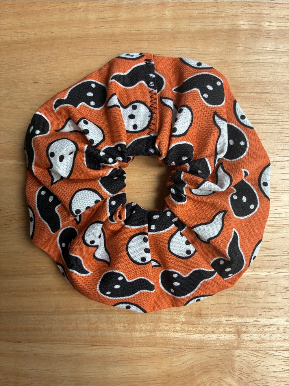 Halloween Ghost Orange Hair Scrunchie Handmade